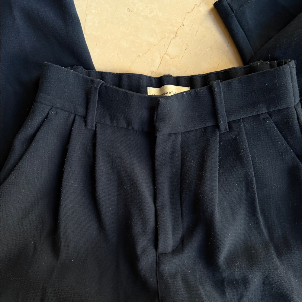 Abercrombie & Fitch Navy Wide-Leg Trousers - Picture 3 of 7